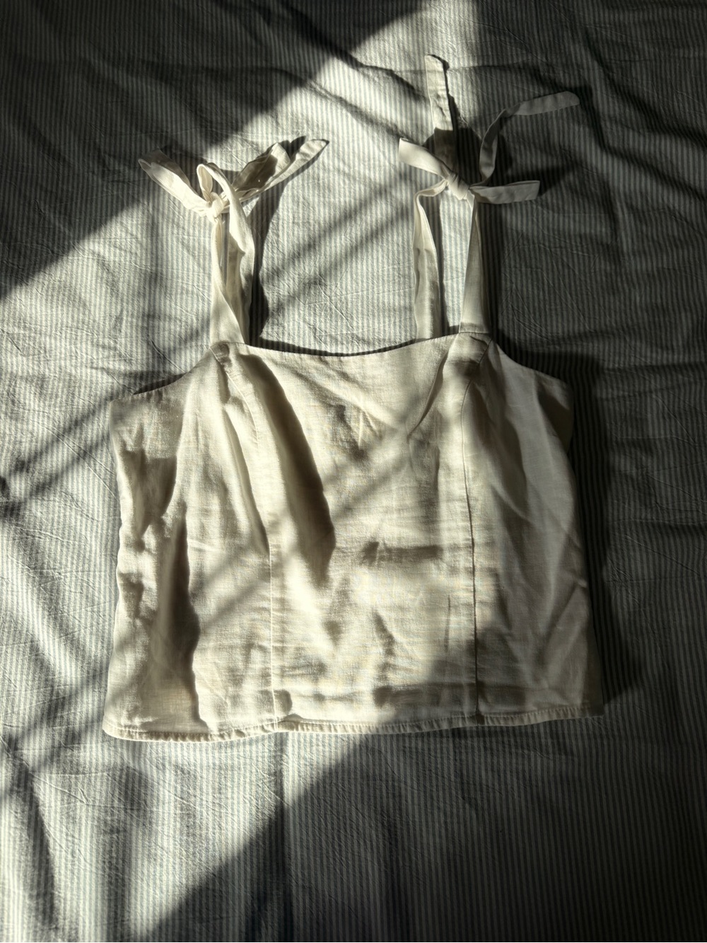 Old Navy Cream Tie-Shoulder Square Neck Tank
